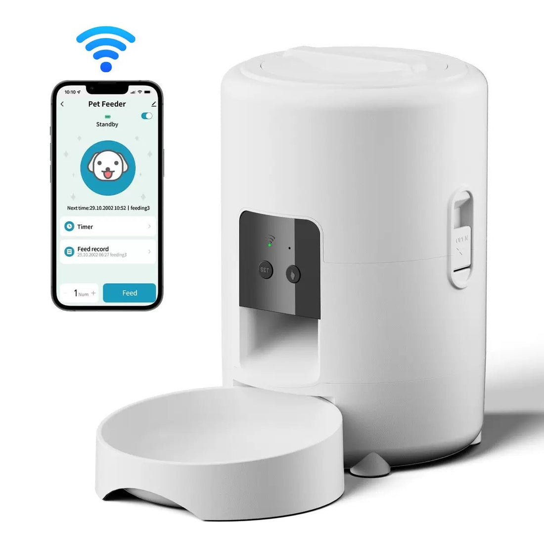 Cat eating from PawlyBro Airo 2L Smart Pet Feeder