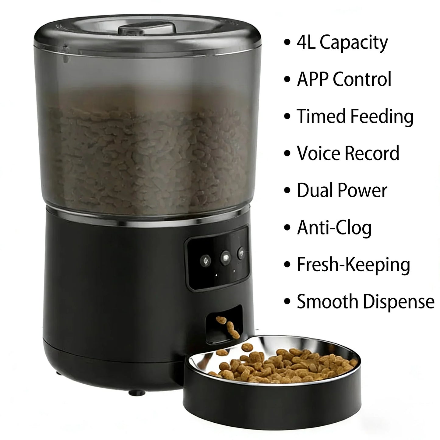Smart Automatic Pet Feeder – 4L Wi-Fi App Control & Voice Recorder for Cats & Dogs | PawlyBro