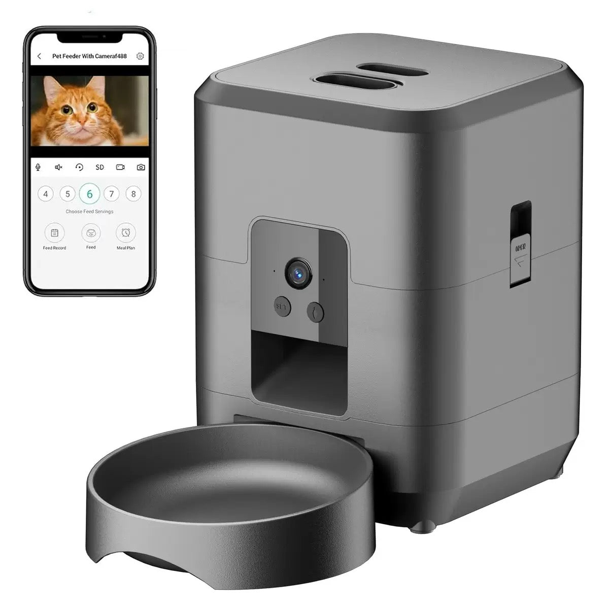 PawlyBro Airo 2L Smart Automatic Pet Feeder with HD Camera – App-Controlled, Remote Monitoring for Cats & Small Dogs