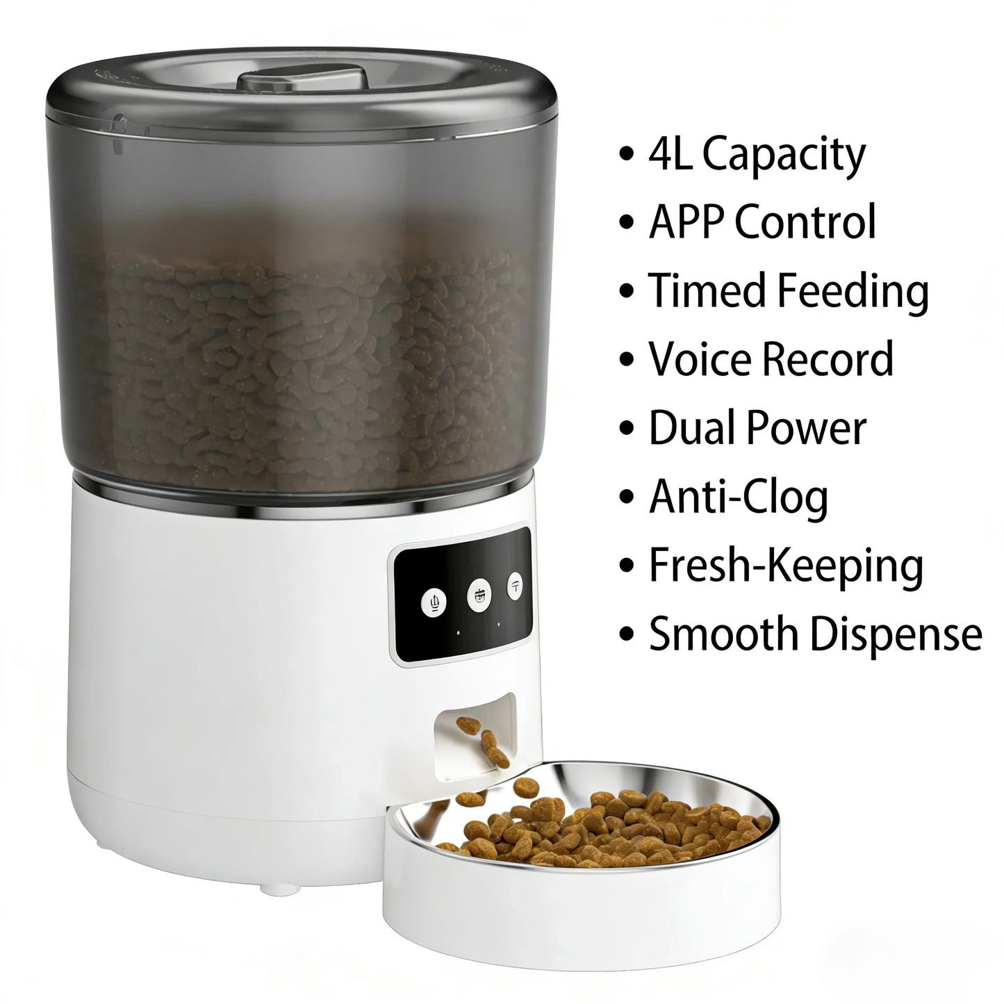 Smart Automatic Pet Feeder – 4L Wi-Fi App Control & Voice Recorder for Cats & Dogs | PawlyBro