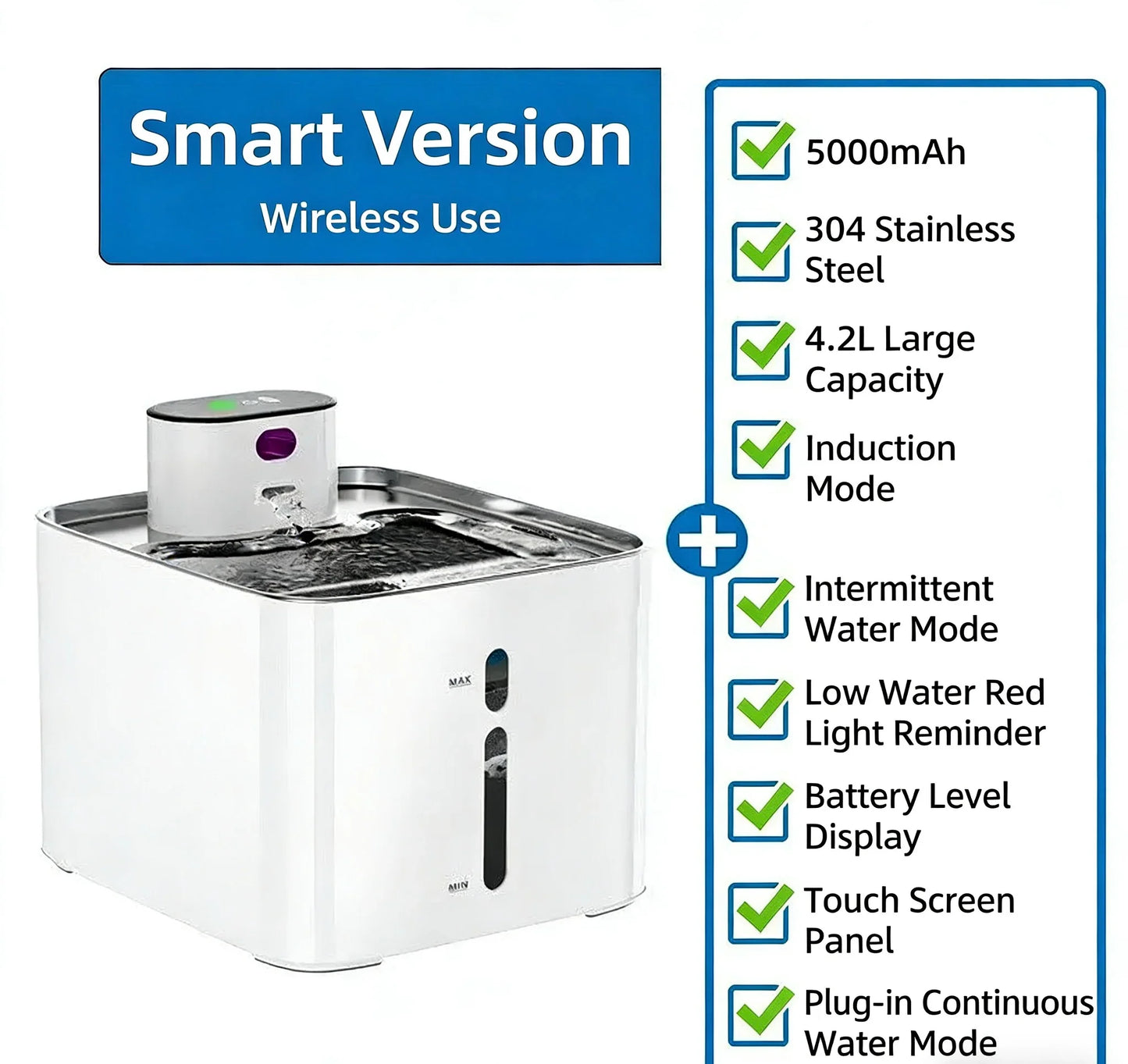 Wireless Pet Water Fountain – 2.5L Rechargeable Cat & Dog Fountain with Motion Sensor & Filter | PawlyBr