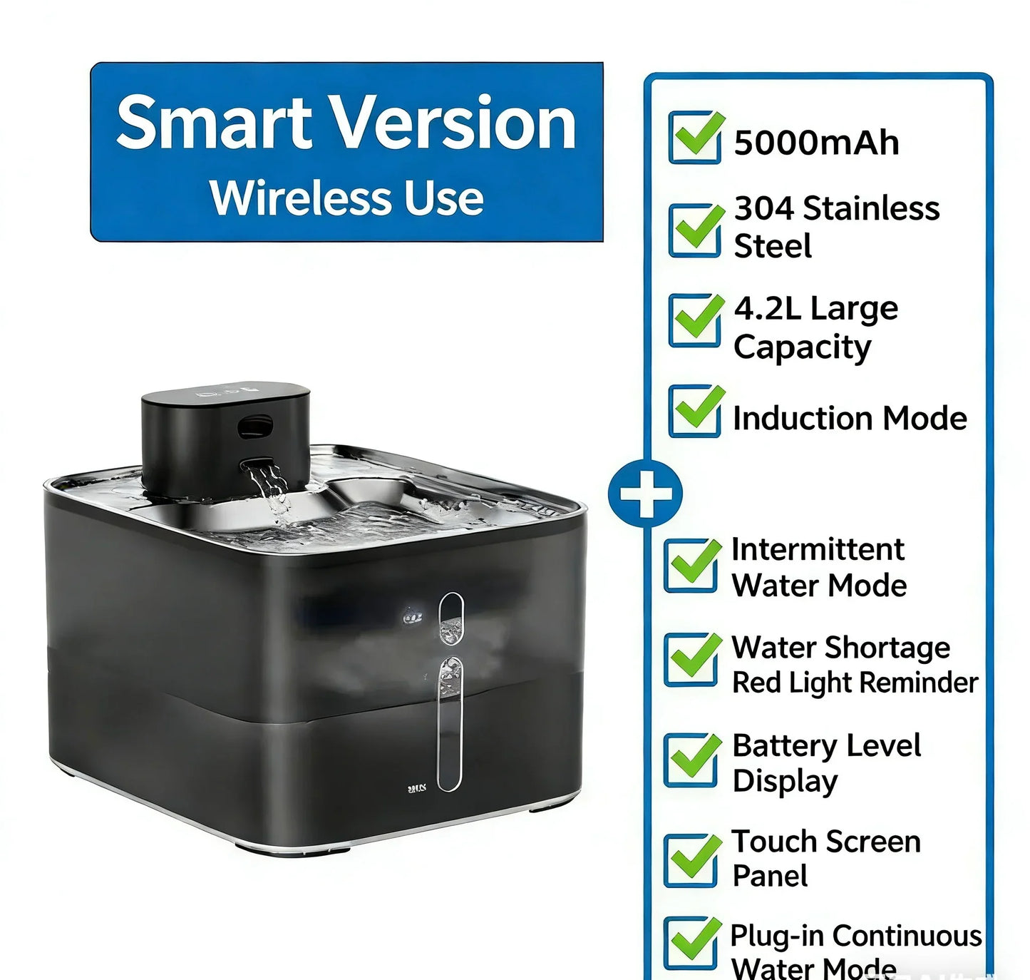 Wireless Pet Water Fountain – 2.5L Rechargeable Cat & Dog Fountain with Motion Sensor & Filter | PawlyBr