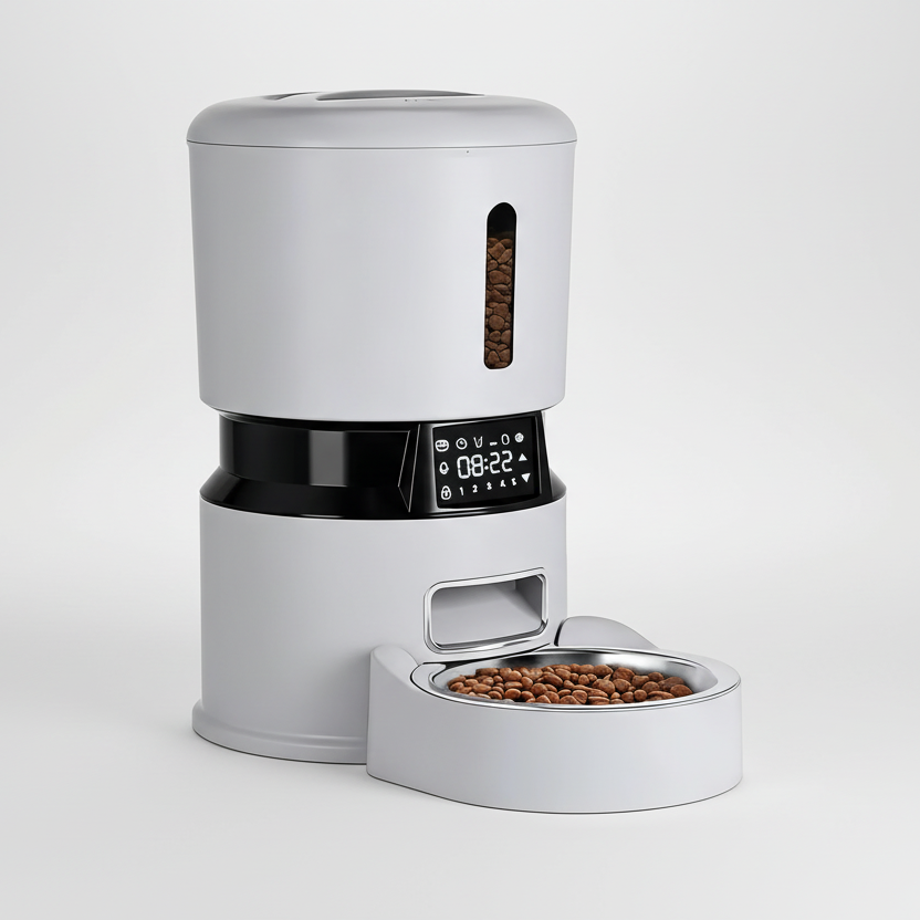 Distributeur automatique intelligent pour chats PawlyBro 4L – Contrôlable par application Wi-Fi, repas programmables, contrôle des portions anti-bourrage