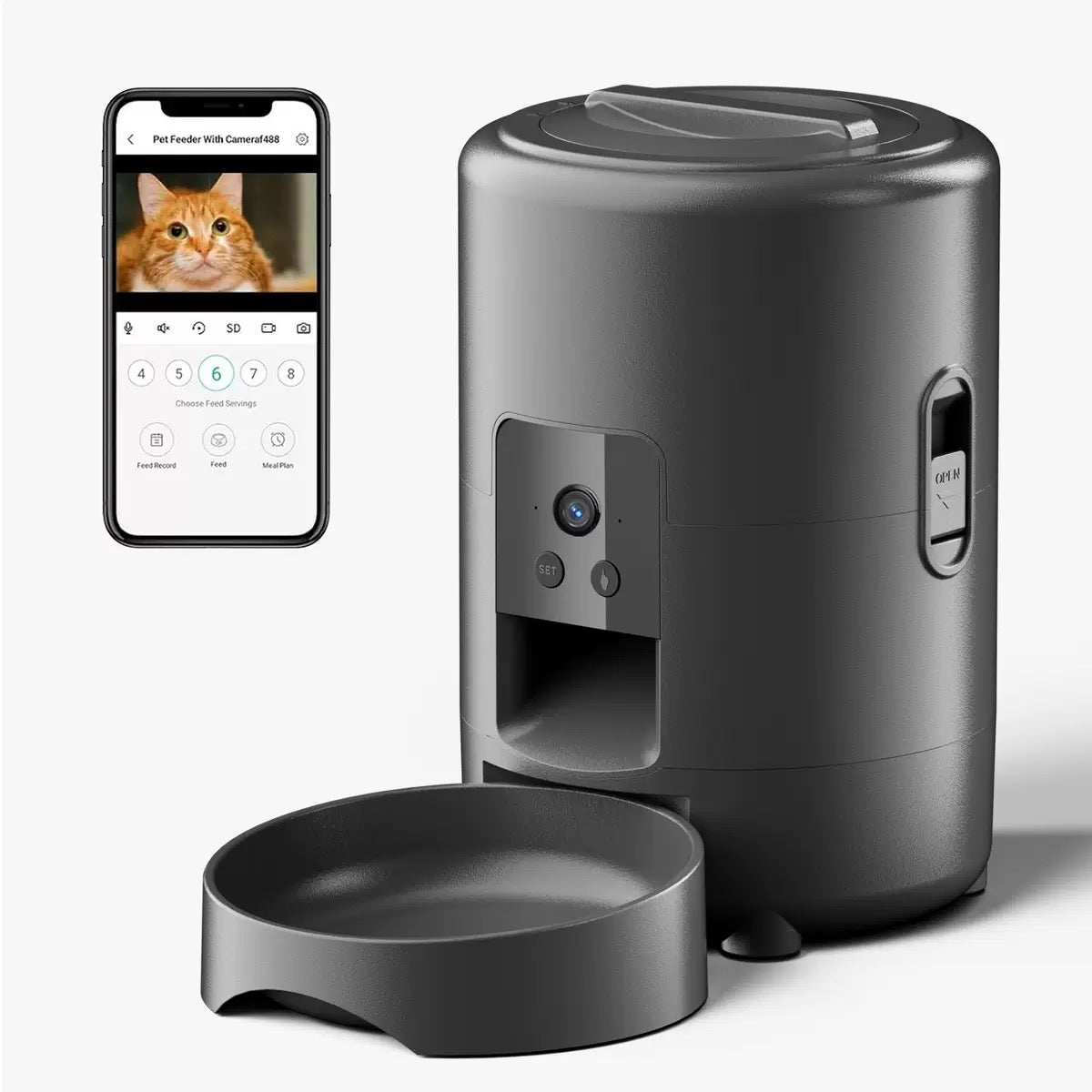 PawlyBro Airo 2L Intelligenter Automatischer Futterautomat – Leise, App-gesteuert, Zeitgesteuerte Mahlzeiten für Katzen & kleine Hunde